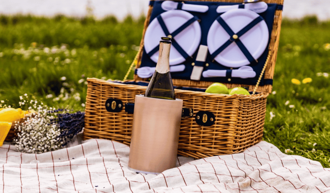 premium wine and champagne cooler with a picnic basket