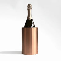 Coolenator copper deluxe design wine cooler with a bottle of wine